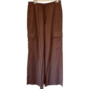 Old Navy Brown Rust Extra High Rise Wide Leg Cargo Pants Women's Size M Tall